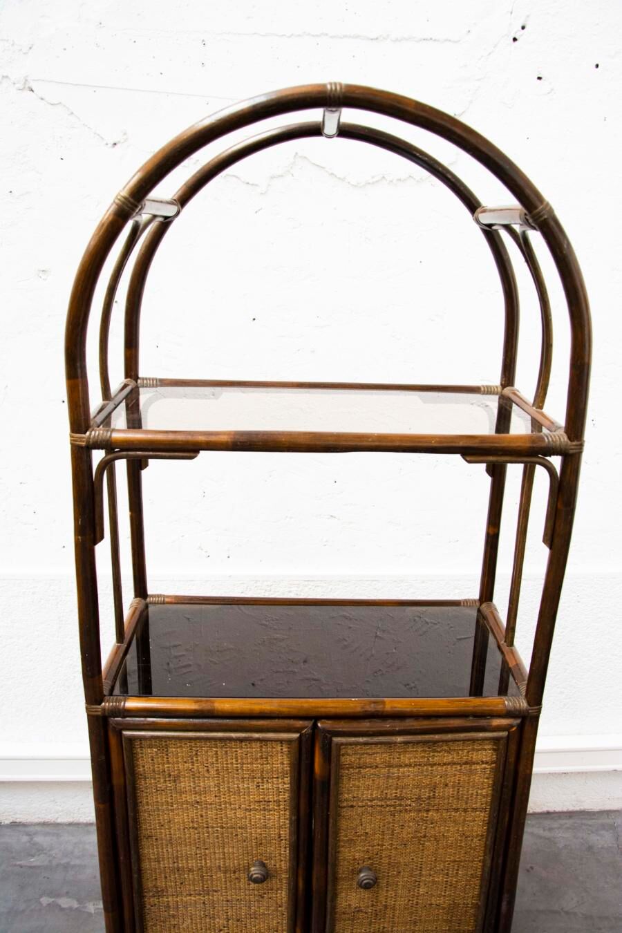 Bookcase in bamboo and caning