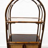 Bookcase in bamboo and caning