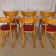 Six vintage Baumann bistro chairs in blond wood