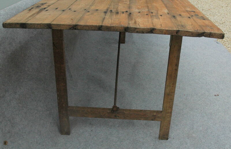 Old farm table folding metal & wood of the early twentieth