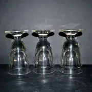 Set of 3 thick blown glass absinthe glasses - Vintage Mazagran