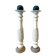 Pair of Candlesticks Candlesticks Turned Wood Carved Bleached Deco Art