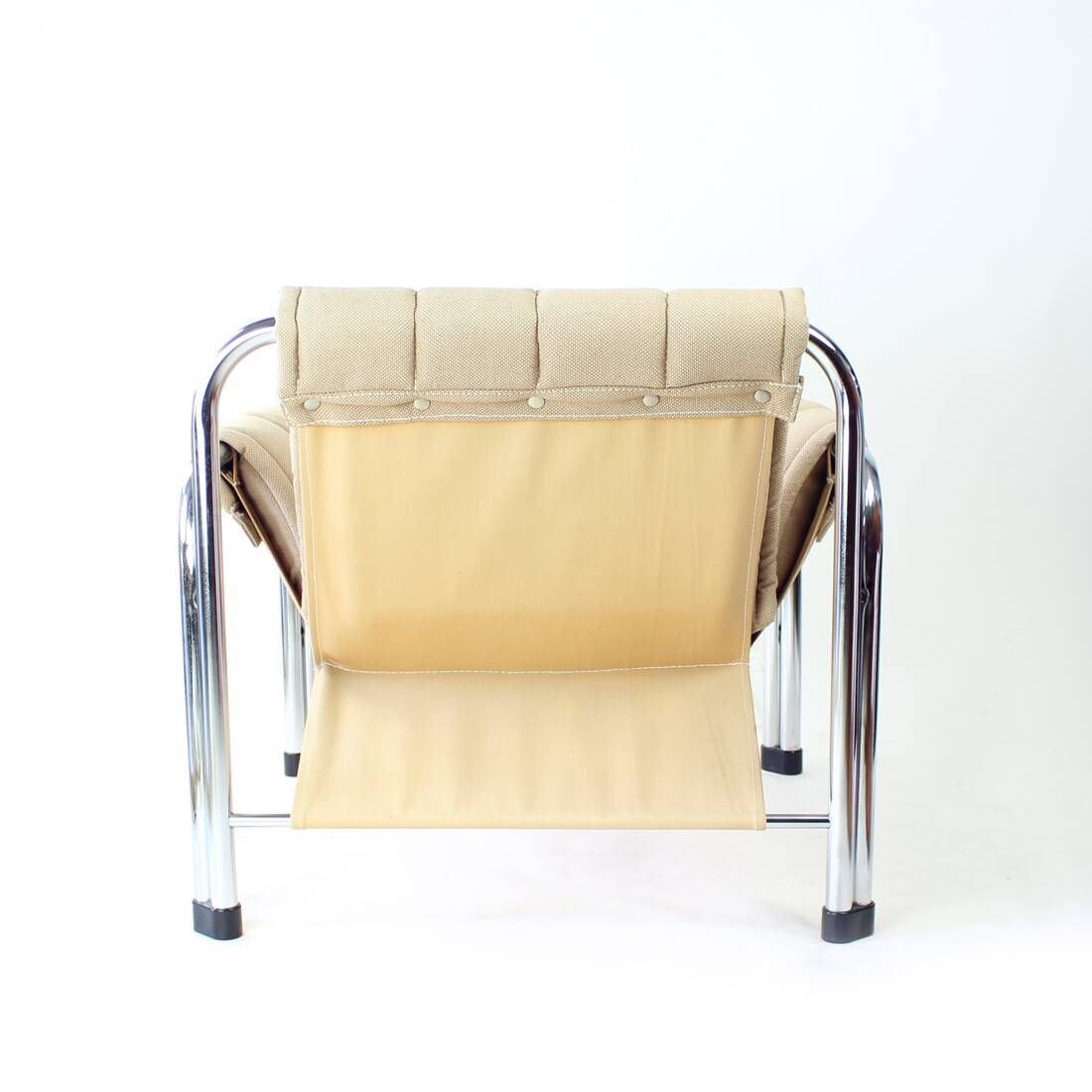 Fauteuil Lounge Par Viliam Chlebo En Chrome Et Lin, Kodreta 1979