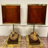 Pair of Brass and Bakelite Duck Lamps from the 1970s