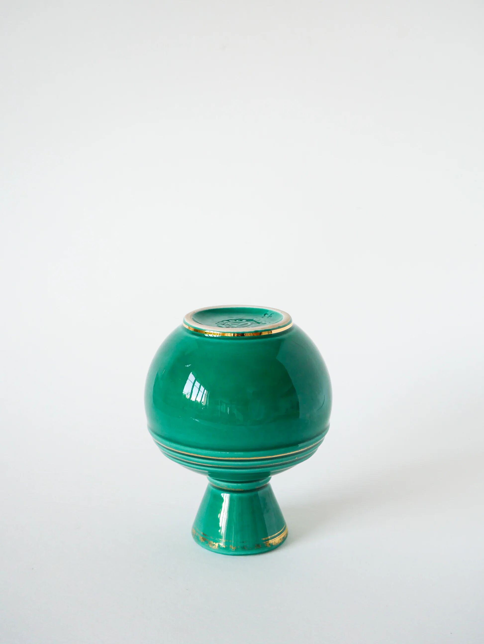 Barbotine vase / ceramic, green and gold, 1960