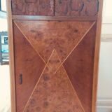 Art deco burl python walnut storage unit