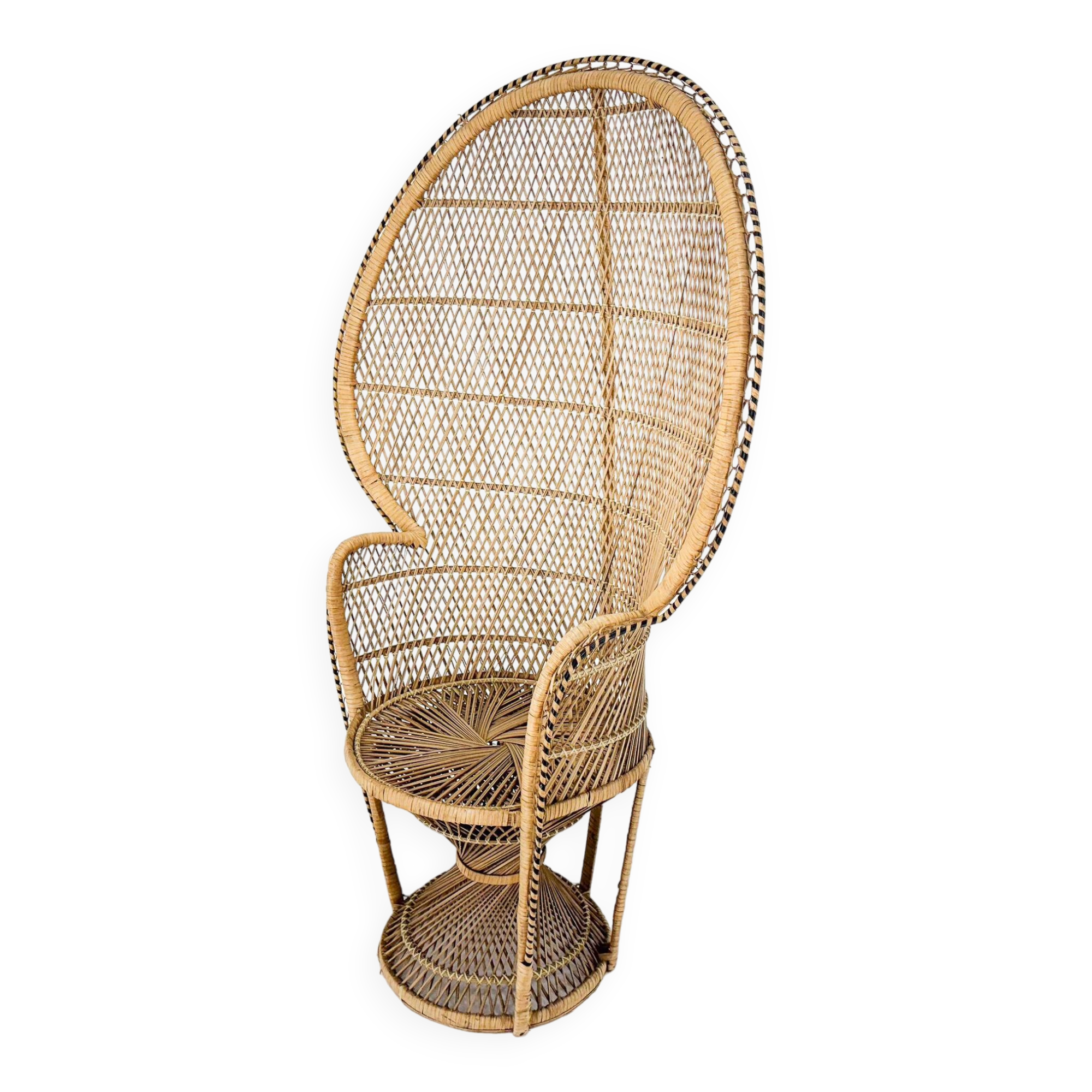 Vintage bohemian peacock wicker chair