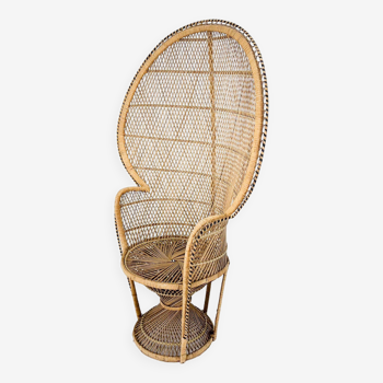 Vintage bohemian peacock wicker chair