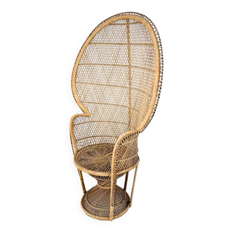 Vintage bohemian peacock wicker chair