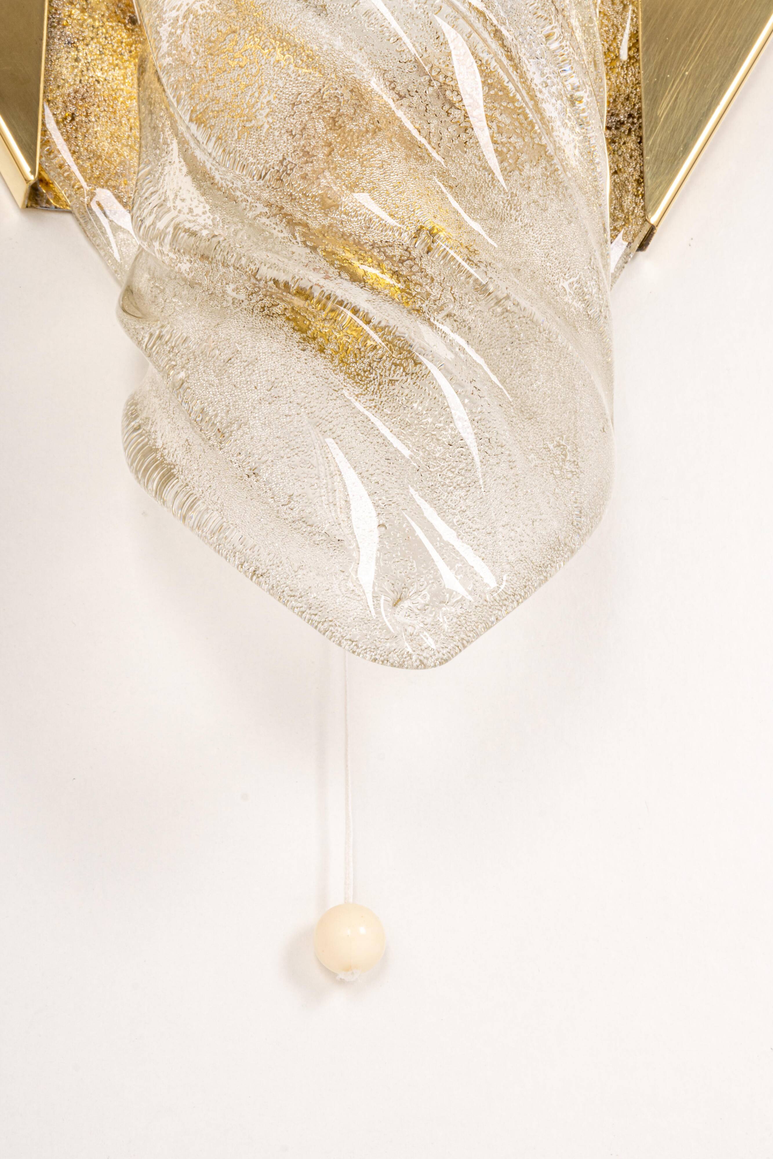 Paire de grandes appliques murales angulaires en verre Murano par Hillebrand, Allemagne, années 1960