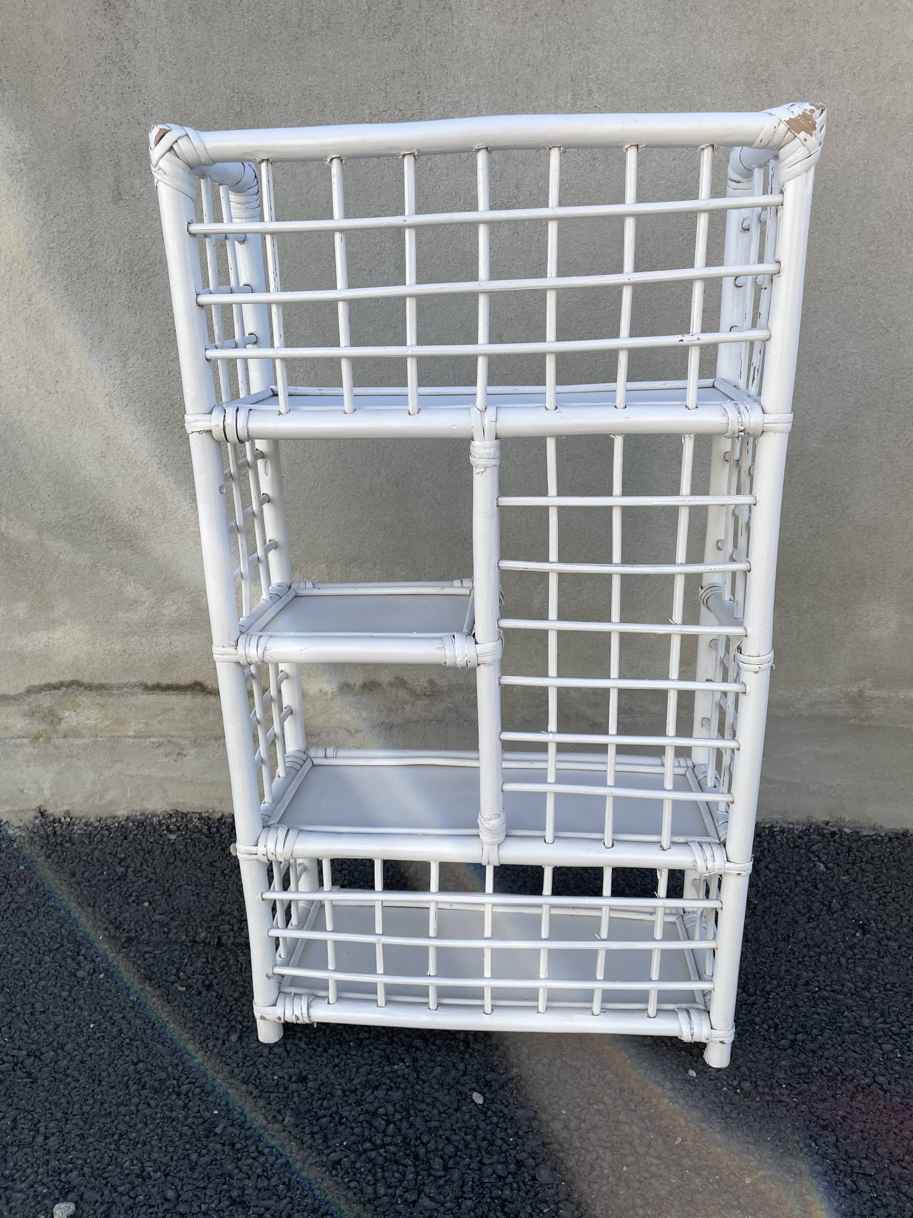 White rattan shelf with braces