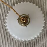 Old pairs of vintage white opaline pendant lights