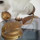 Pair of vintage flower & leaf style wall sconces - molded glass