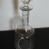Hand-cut glass decanter, faceted glass cap