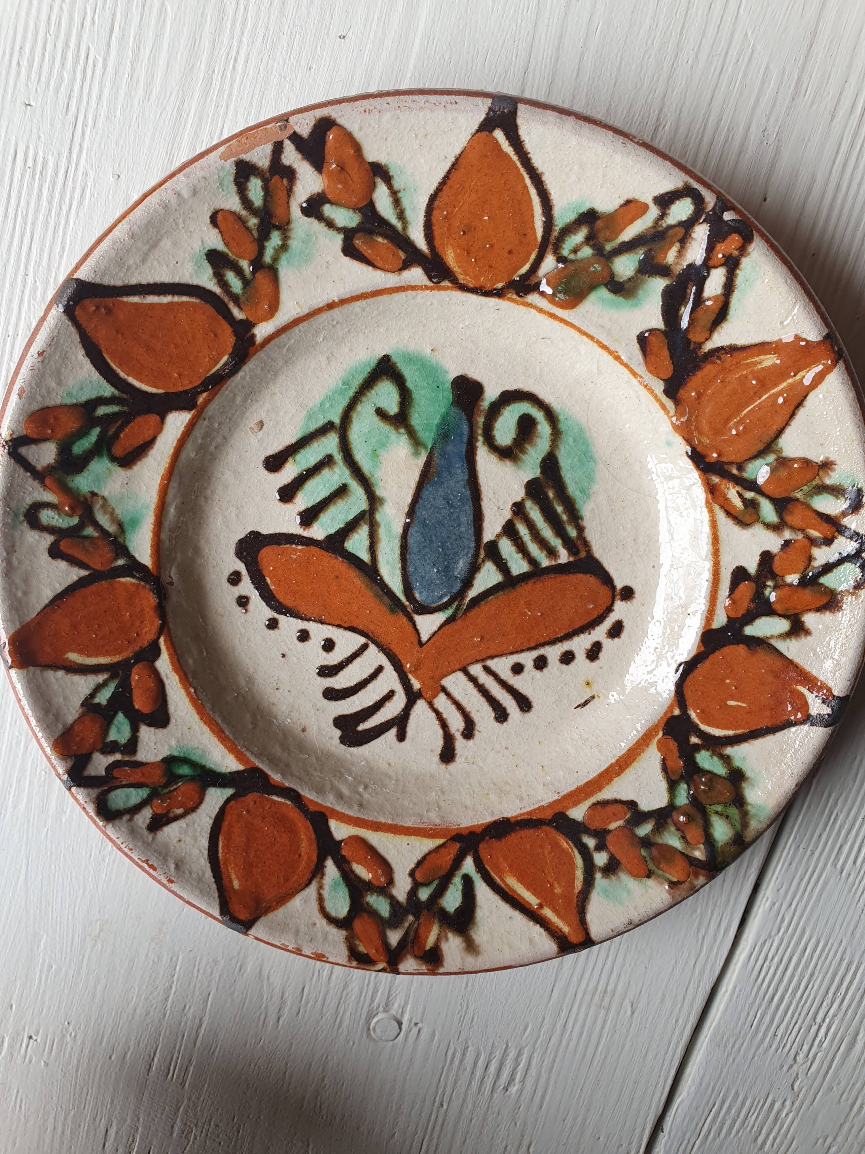 5 assiettes céramique artisanales Roumanie slave bohème oiseau table ou murales