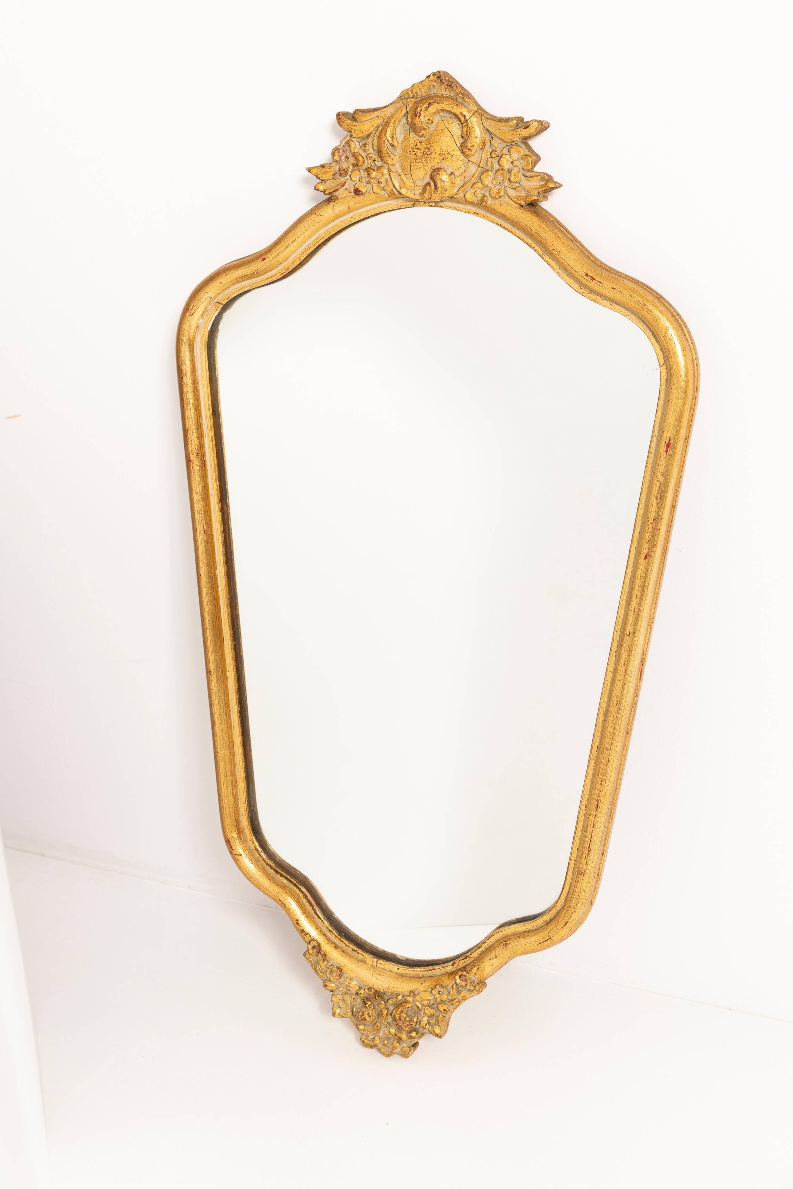 Miroir décoratif en bois doré, Italie, années 1960