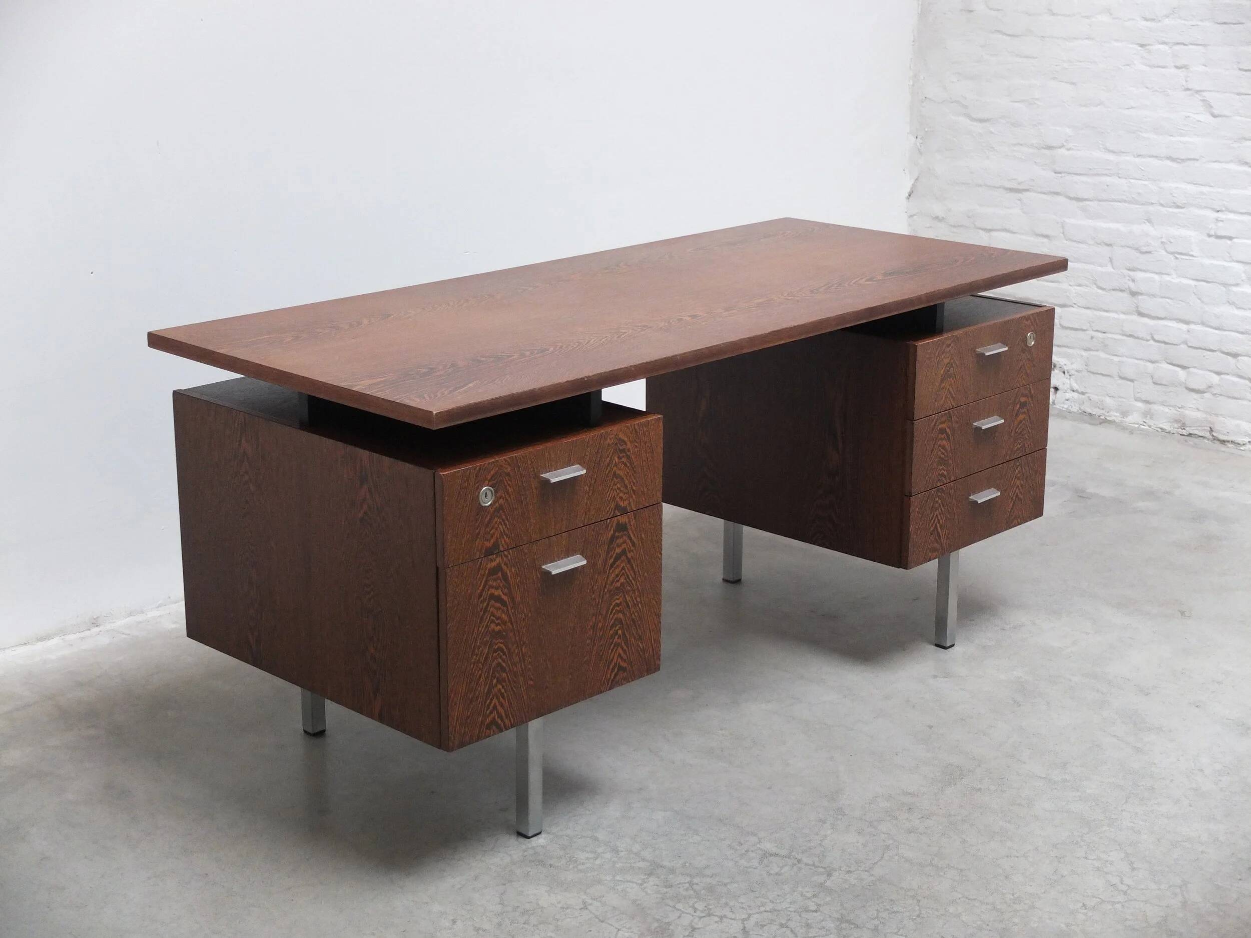 Freestanding modernist writing desk in wengé, 1960s