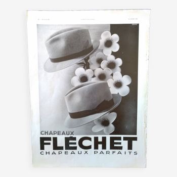 Une publicité papier issue revue d'époque 1937 chapeaux Fléchet