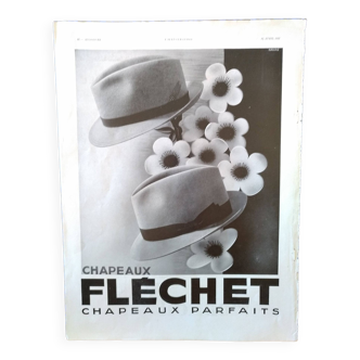 A paper advertisement from a 1937 period magazine for Fléchet hats