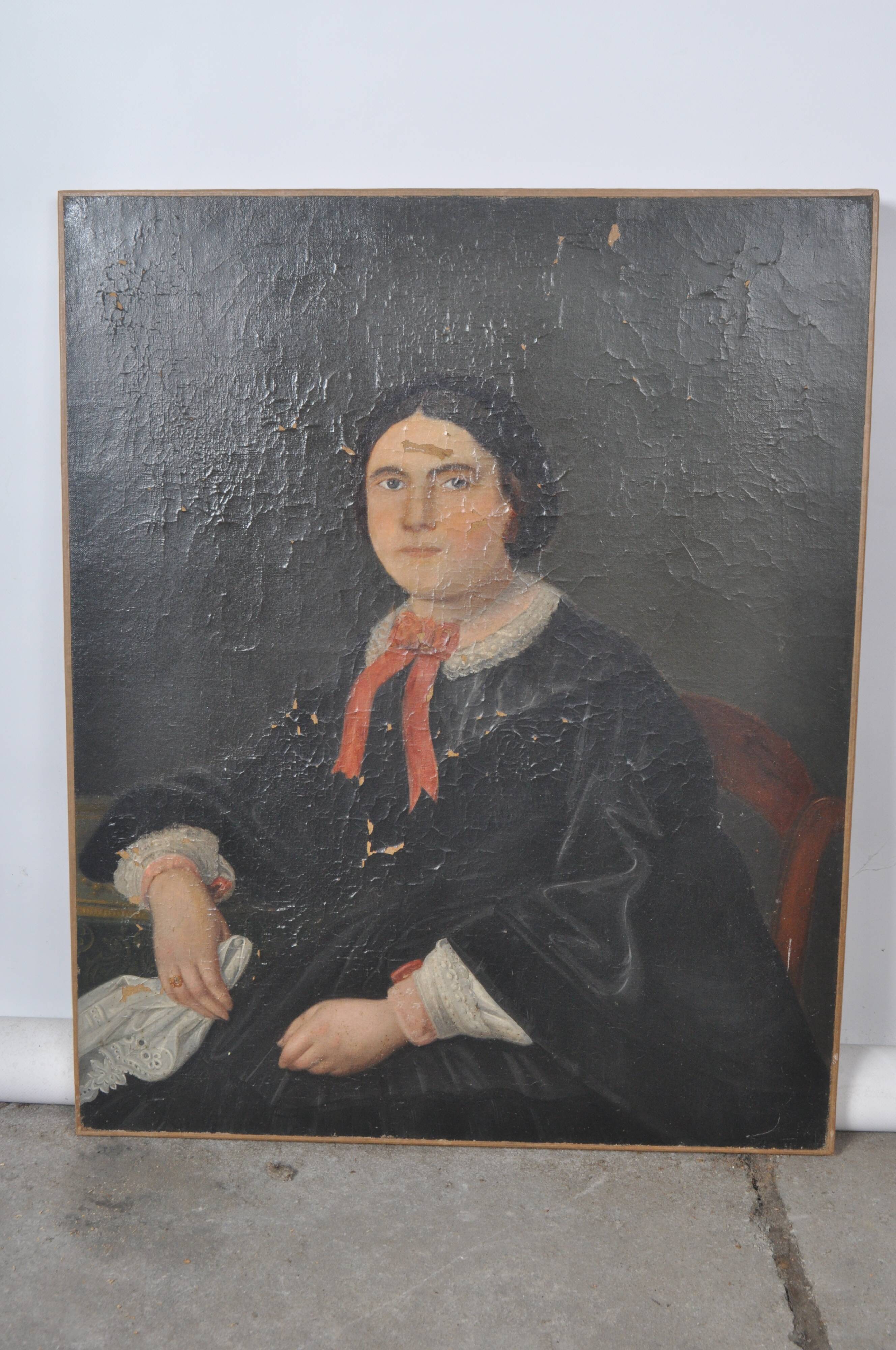 Huile sur toile portrait de femme
