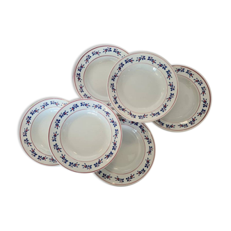 Set of 6 plates hollow French manufacture of Lunéville