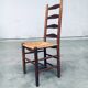 Rustic Handcrafted Oak and Rush High Back Dining Chairs, Belgium, 1940s, Set of 4