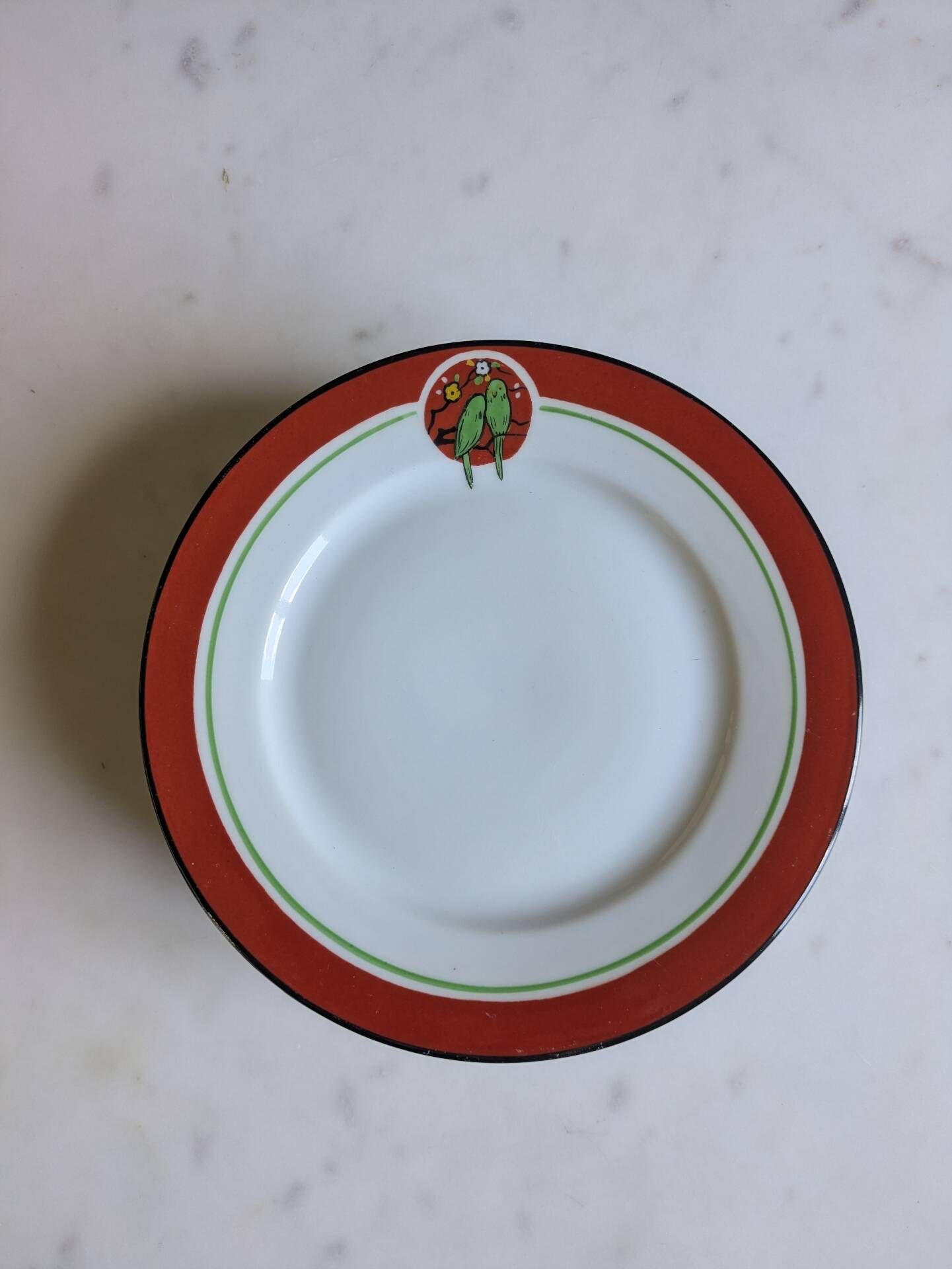 Art Deco dessert plates Henri Delcourt / Boulogne sur Mer / parakeet