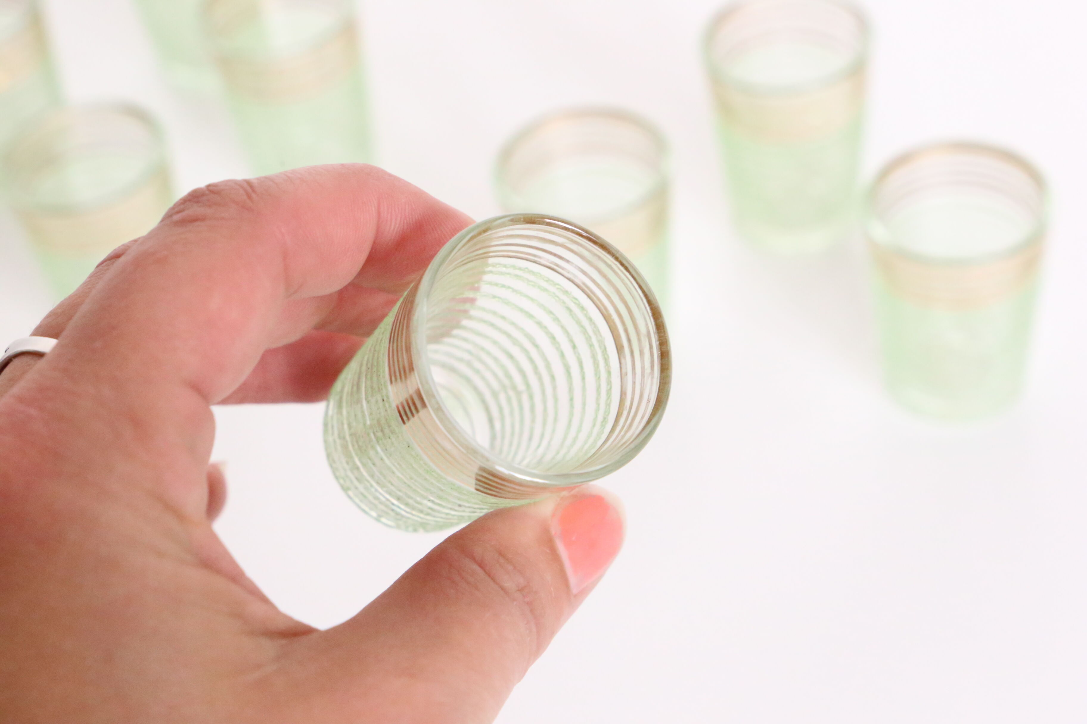 Liquor glasses, 8 glasses, art deco