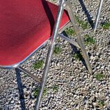 Set de 9 chaises pliantes  des années 70 tweed et métal chromé