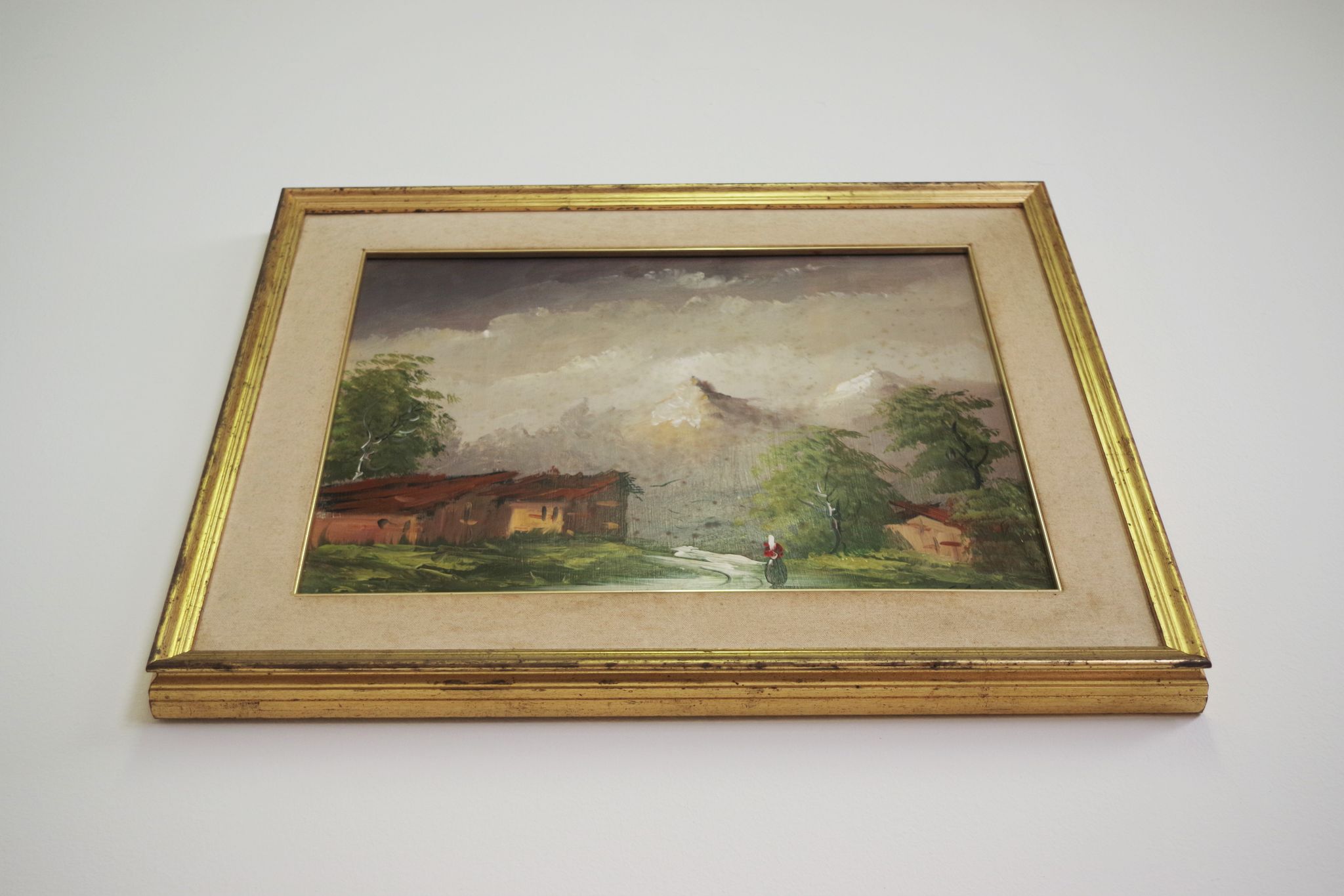 Oil painting on canvas, mountain landscape, Cakv