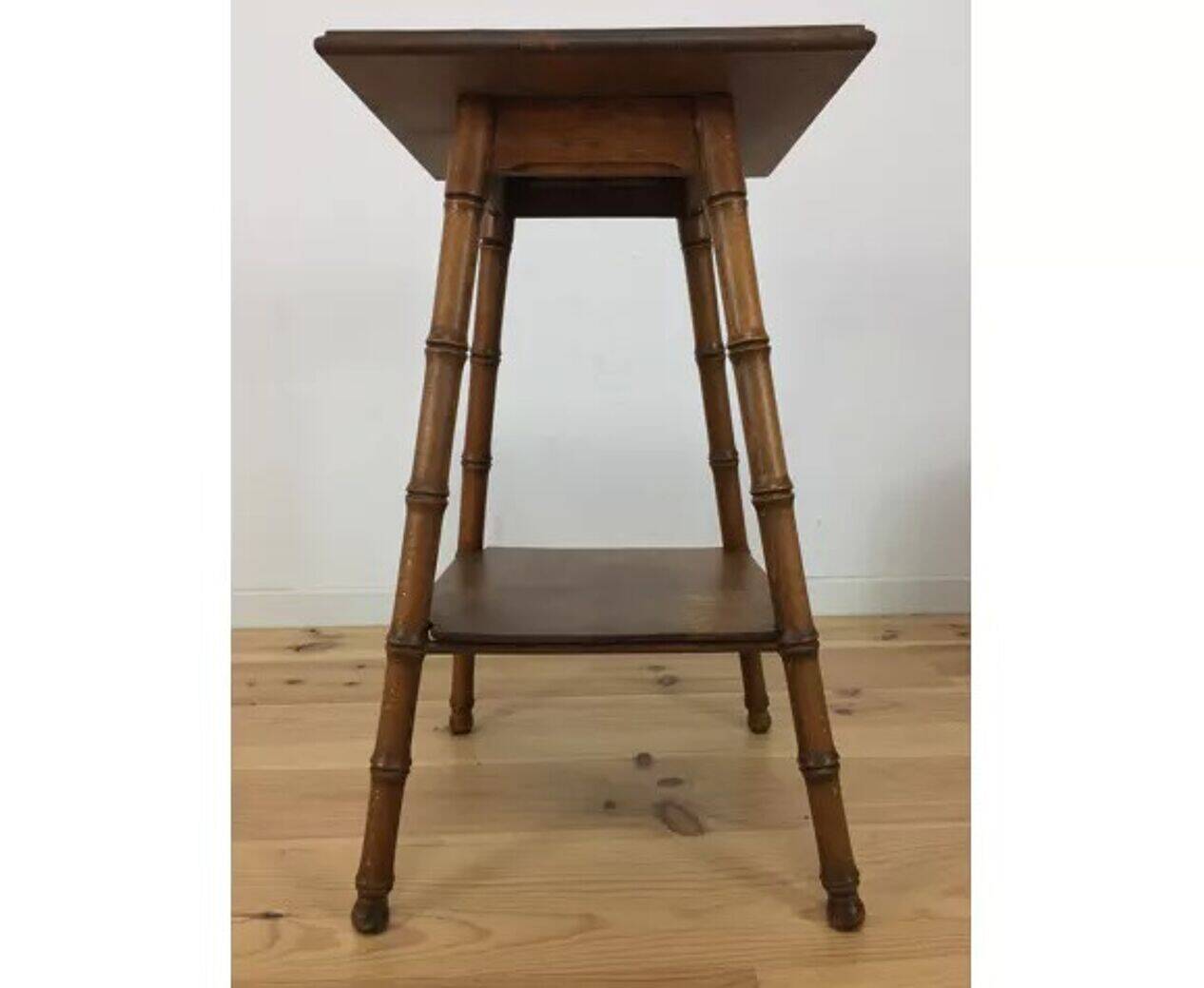 1960 carved bamboo wood side table, pedestal table