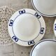 4 vintage mismatched deep plates blue white porcelain bistro butterflies