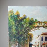 Venetian tableau oil on panel vintage/old canal and façades