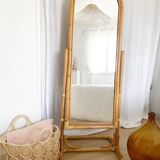 Vintage bamboo psyche mirror