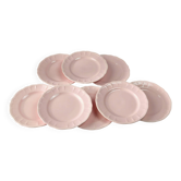 Titre : 8 assiettes plates vintage Salins rose poudré – Ø 25,7 cm
