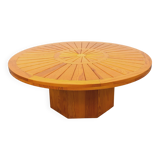 Vintage round pine coffee table from the 70s