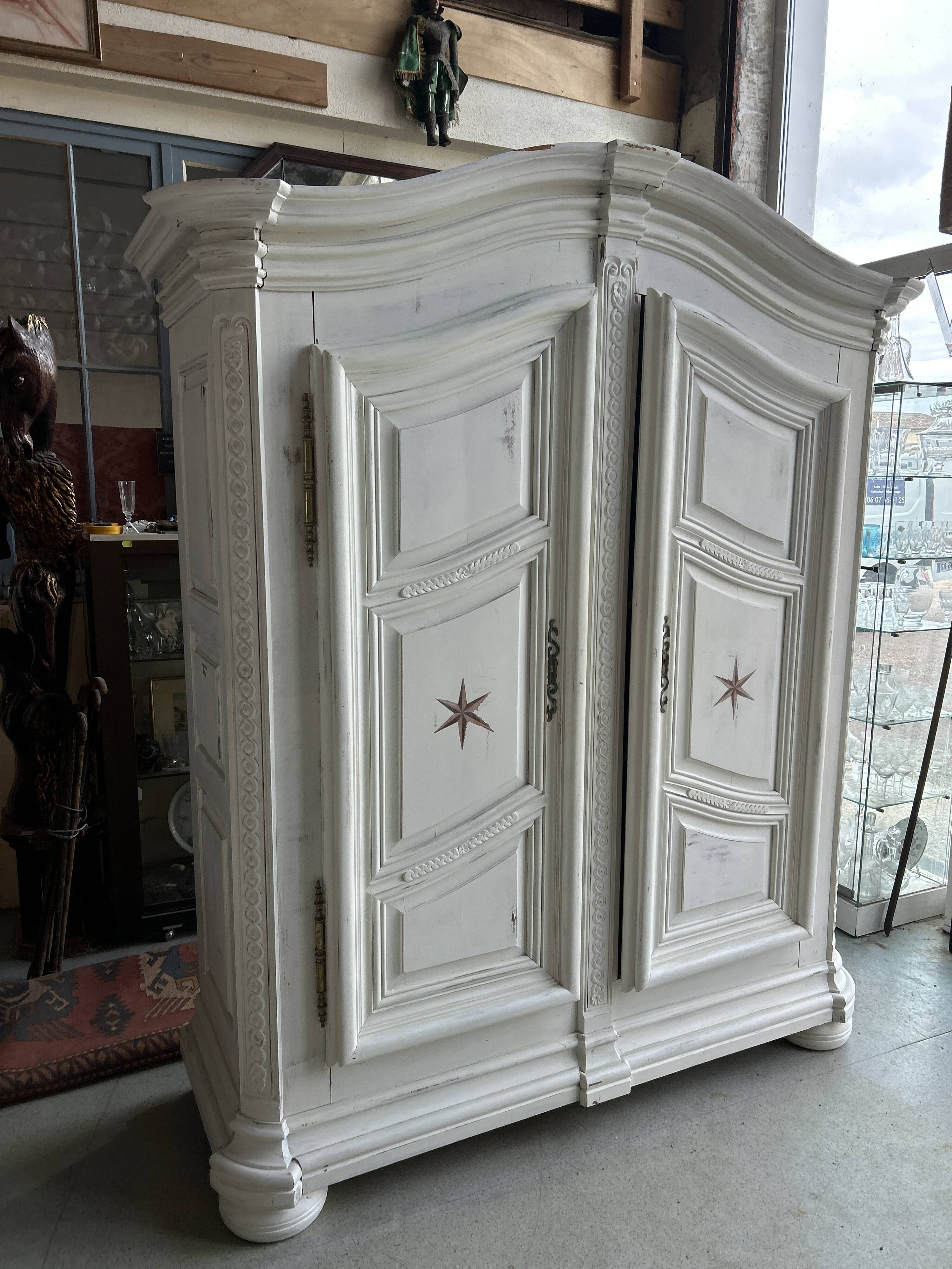 Two-door painted wardrobe, Louis XIV style, Alsatian regional work.