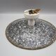 Old pendant light in speckled gray enameled sheet metal