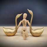 Duo of brass swans
