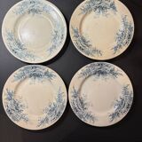 Set of 4 old flat pheasant plates from Luneville
