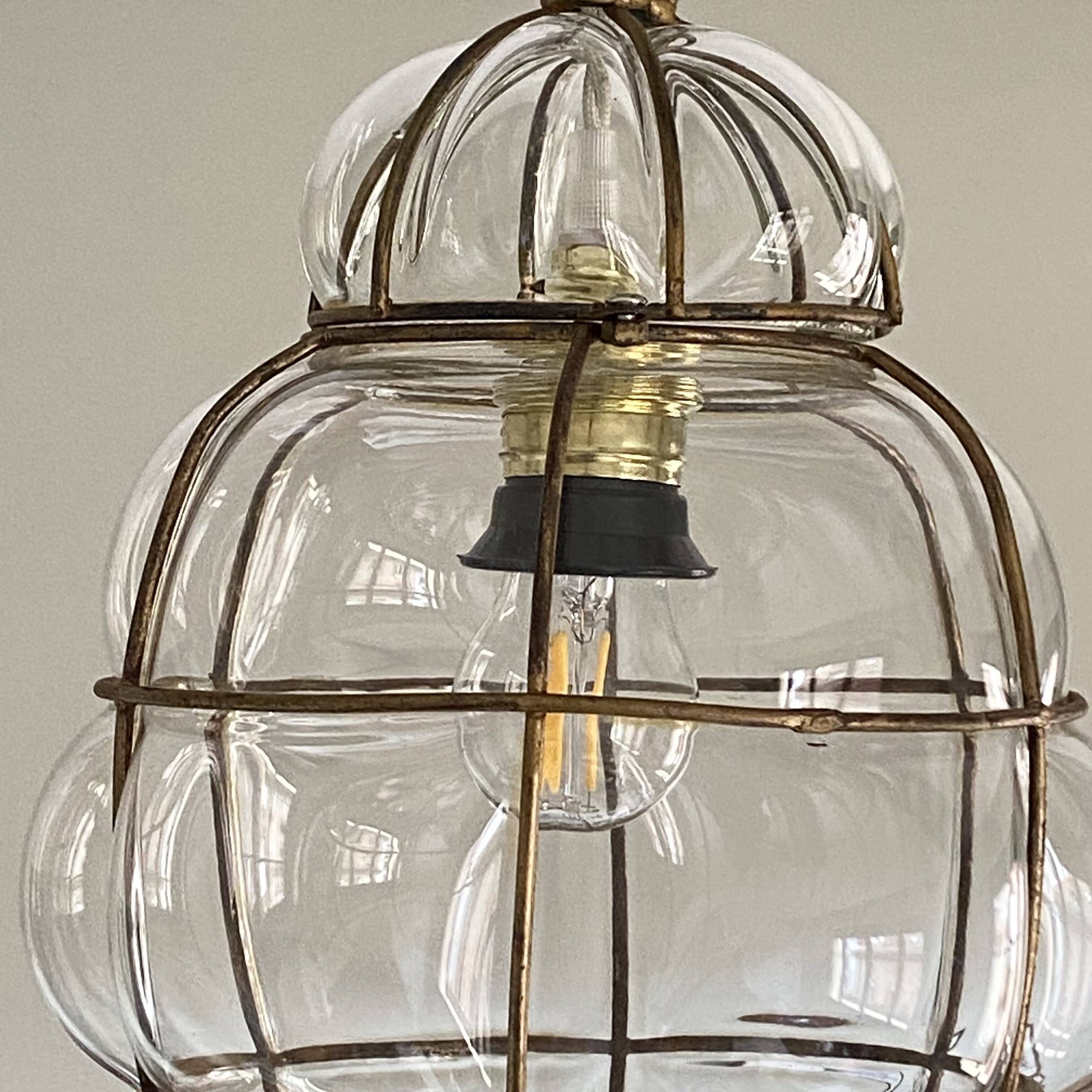 Murano glass cage chandelier pendant light, Venetian lantern style
