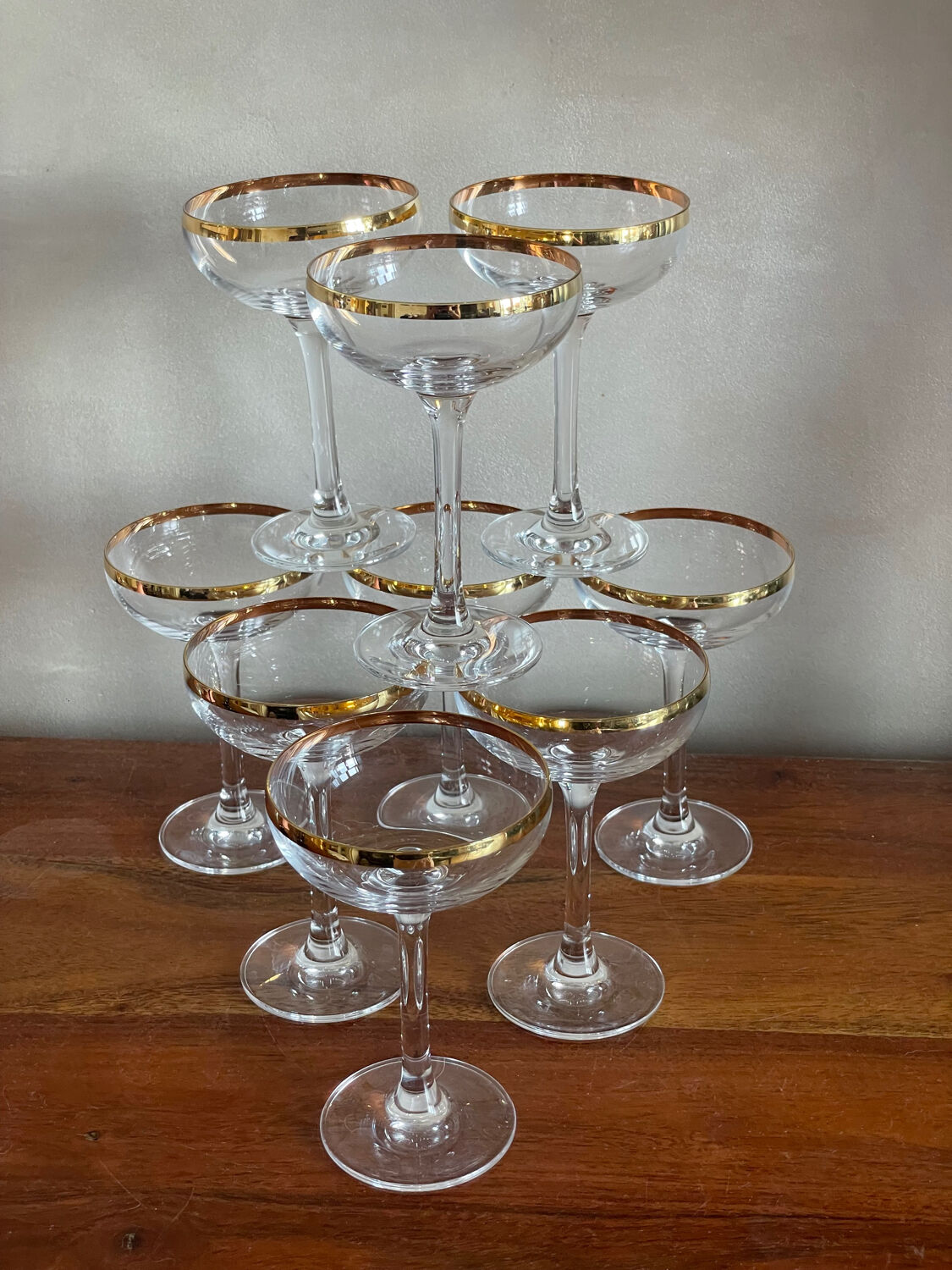 9 crystal champagne glasses