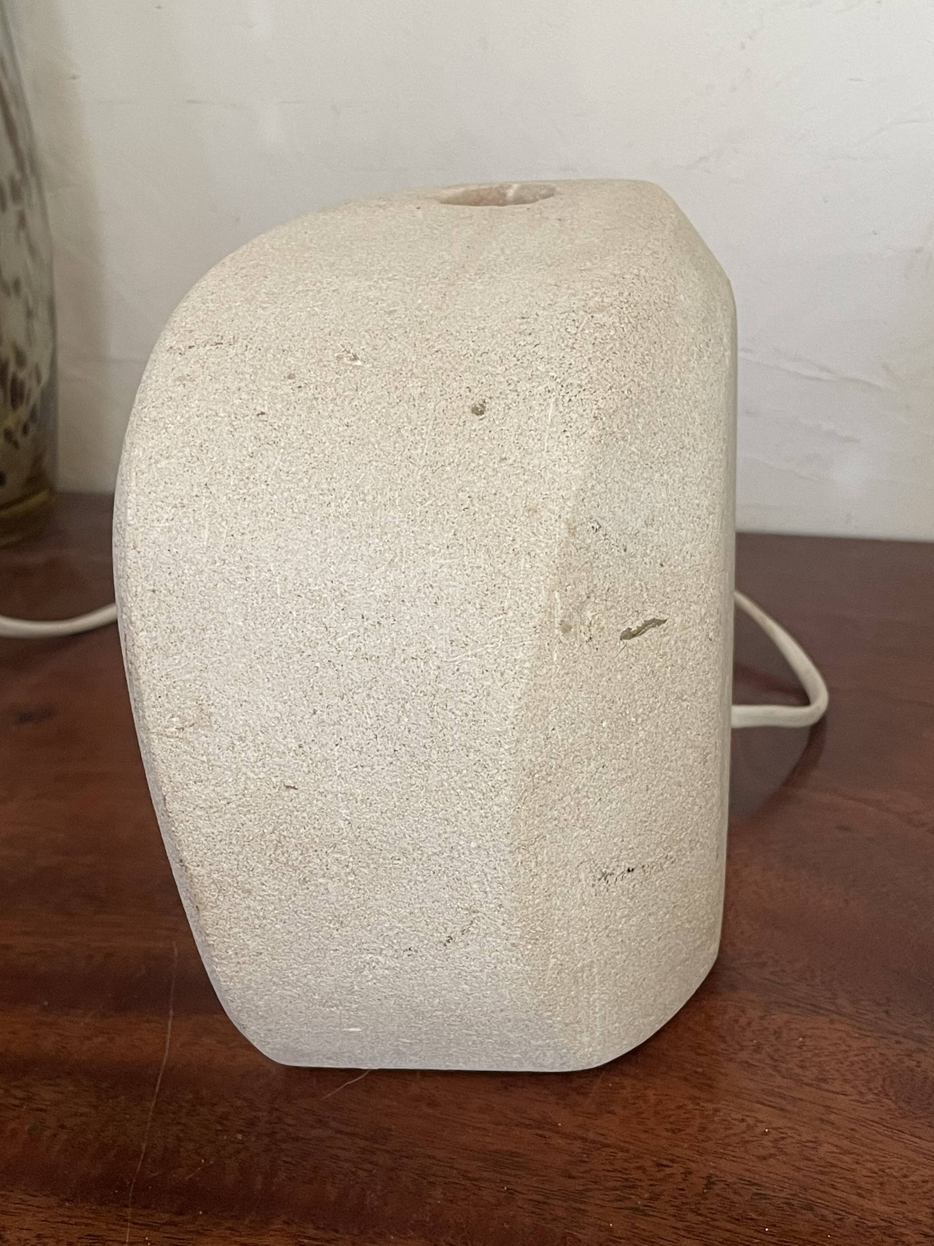 Vintage carved stone lamp signed Arsène Galisson