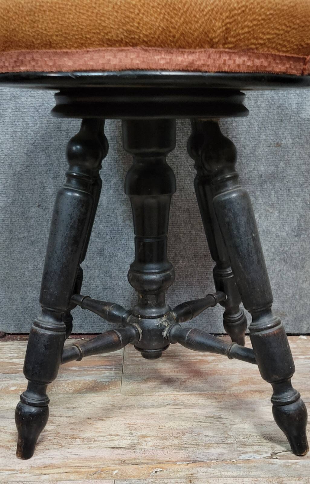 Napoleon III period piano stool in blackened wood circa 1850