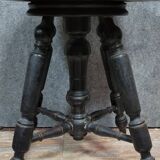 Napoleon III period piano stool in blackened wood circa 1850