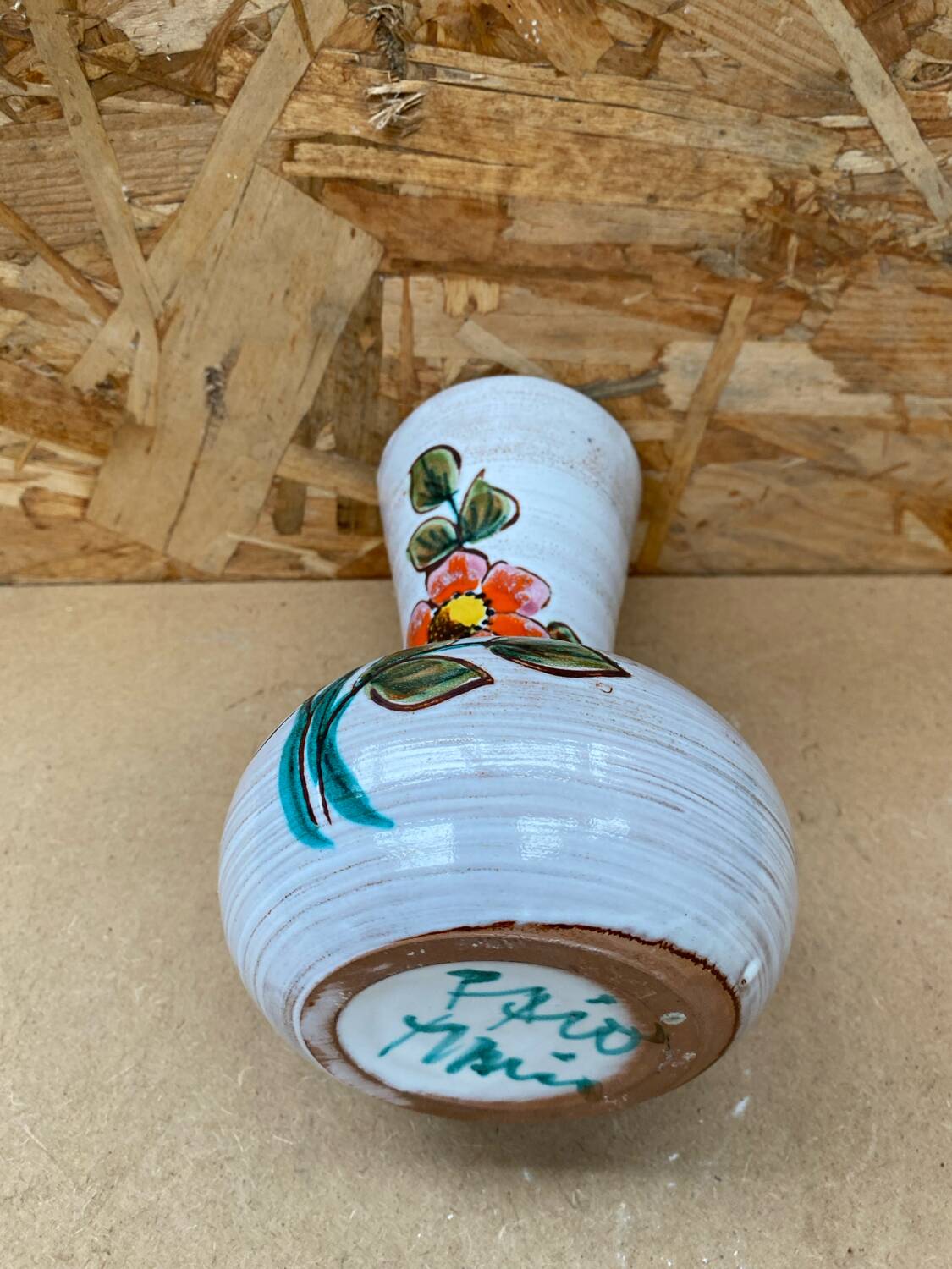 Old vallauris vase white enameled terracotta vintage flower decor