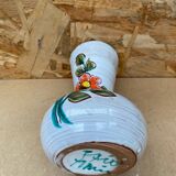 Old vallauris vase white enameled terracotta vintage flower decor