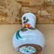Ancien vase vallauris terre cuite émaillée blanc décor fleurs vintage