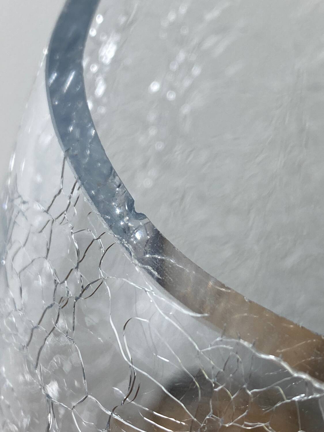 Crackle glass vase and candle holders