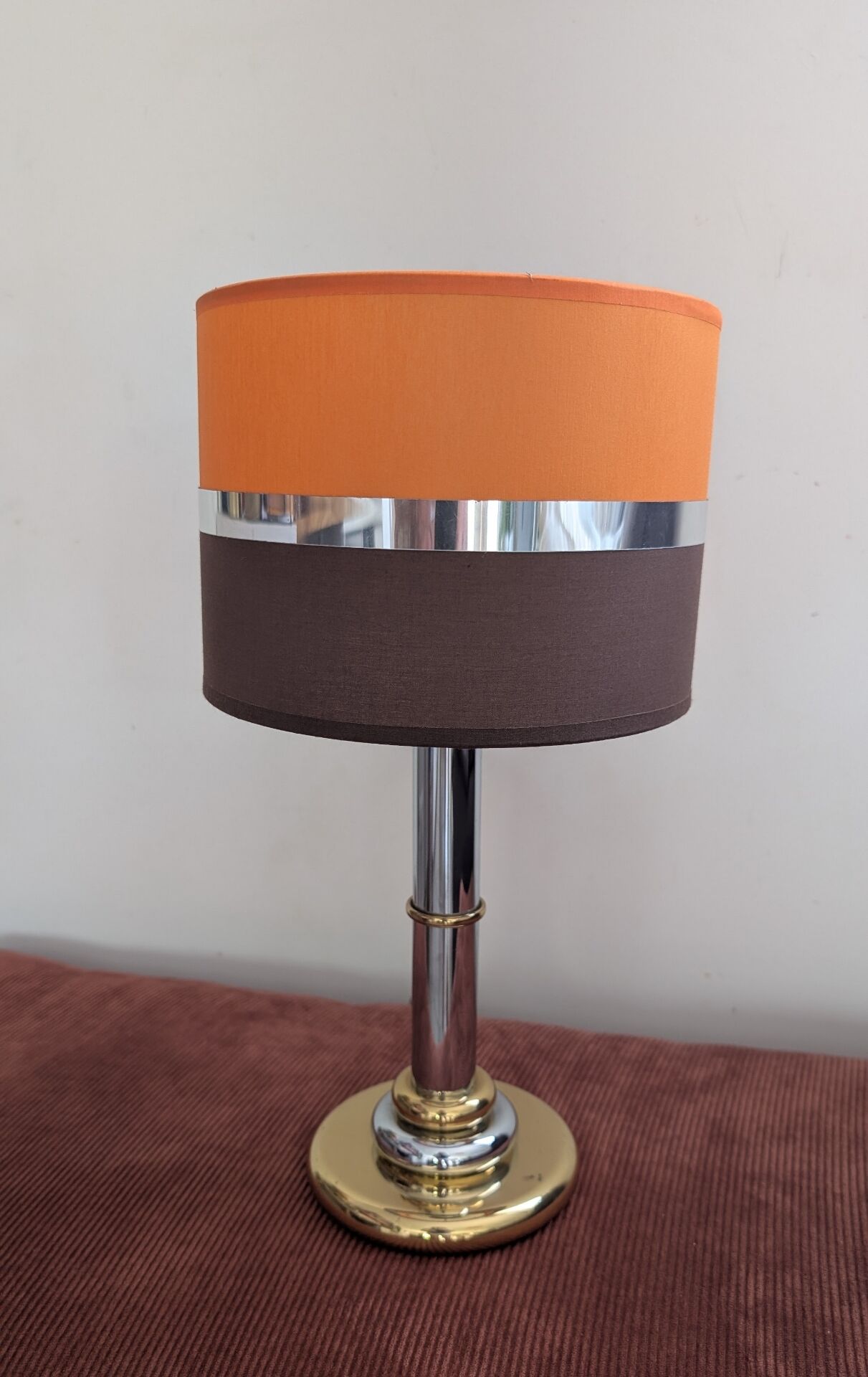 Vintage orange and chocolate lamp design.